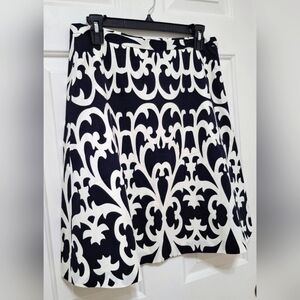 Vintage Y2K J. Crew Black White Geometric Pattern A-Line Skirt Size 4